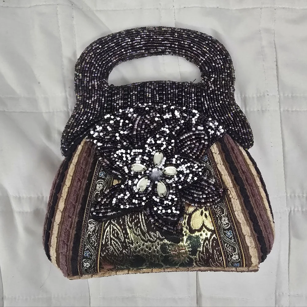VINTAGE Pritzi Beaded Mini Handbag | Unique Floral Design & Handle